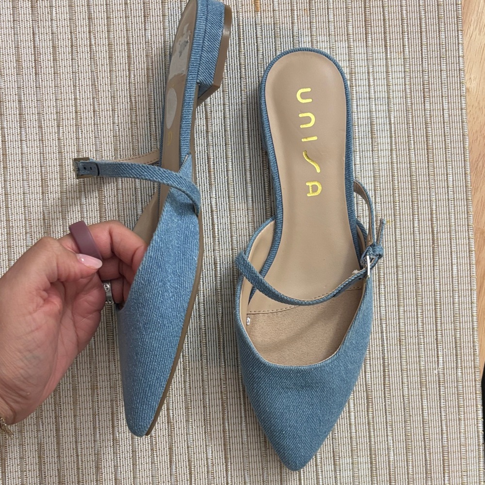 Unisa Denim Blue Slingback Flats
